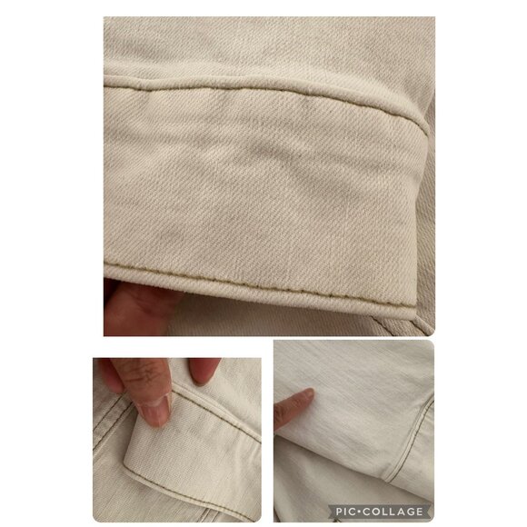 Eileen Fisher Denim Jacket Cotton Blend Front Buttons Closure Ivory Color Sz 1X - Picture 13 of 15